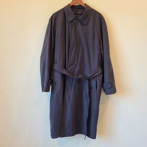 Lauren Ralph Lauren Men Microfiber Belted Trench Coat Black Size 42R Wool Lining